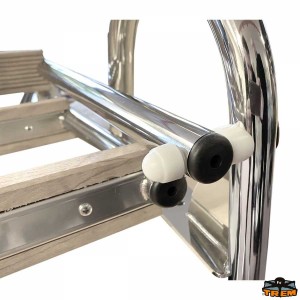 Scaletta pieghevole a 3 - 4 gradini con corrimano e gradini in legno per plancette di poppa - foto 6