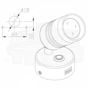 Faretto LED con presa USB Trem Aurora Light - foto 2
