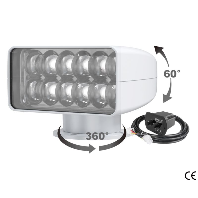 Faro LED orientabile SeaFlo 03 Series con telecomando cablato – Searchlight nautico LED 1200 m IP65 - foto 1