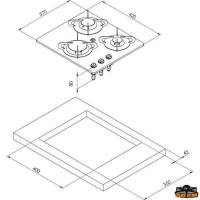 Piano cottura a gas in vetro cristallo da incasso 3 fuochi Can