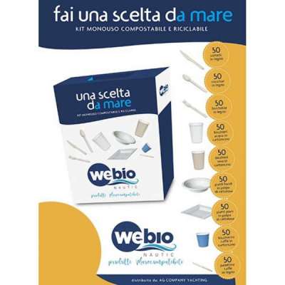 Webio, kit stoviglie monouso ecologico compostabile