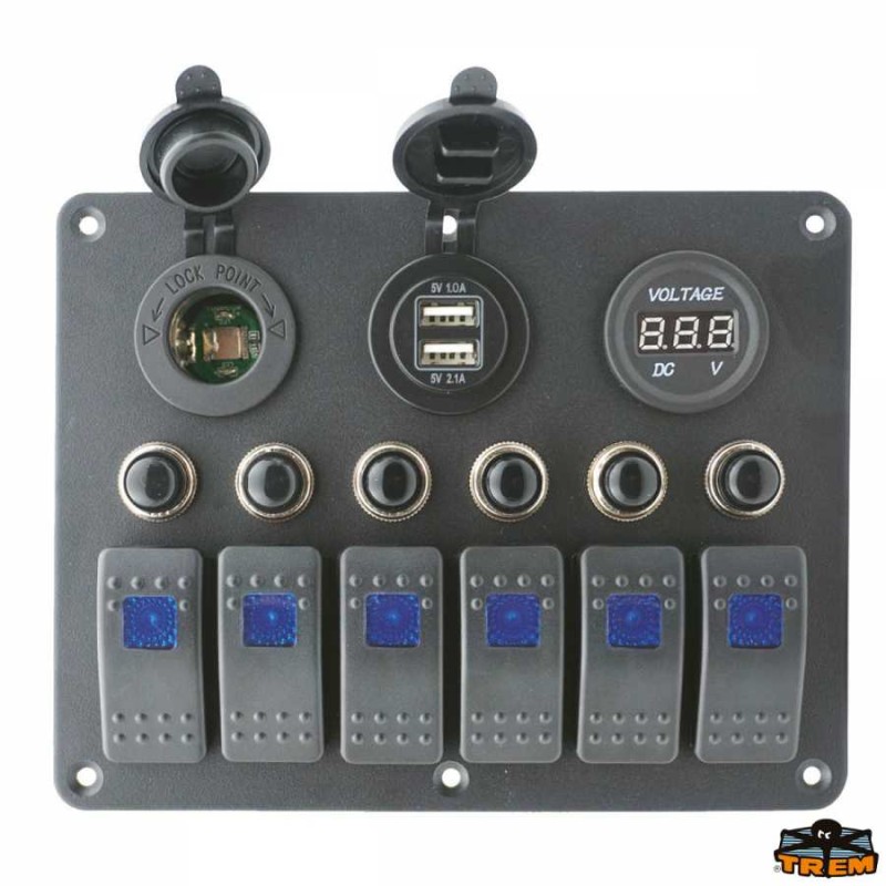 Pannello elettrico con voltmetro, 2 USB, presa potenza - foto 1